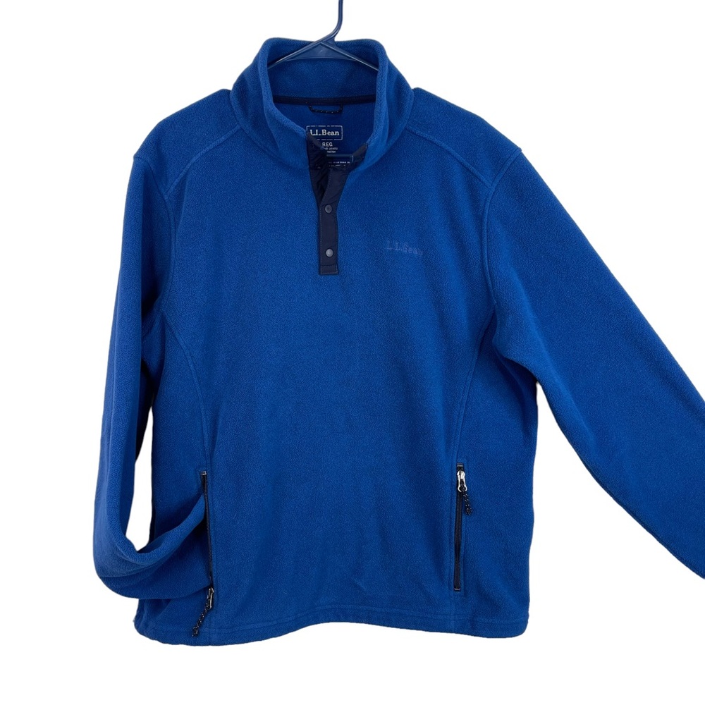 L.L. Bean Polartec Men's Snap Fleece Pullover Blue‎ Sweater Size L